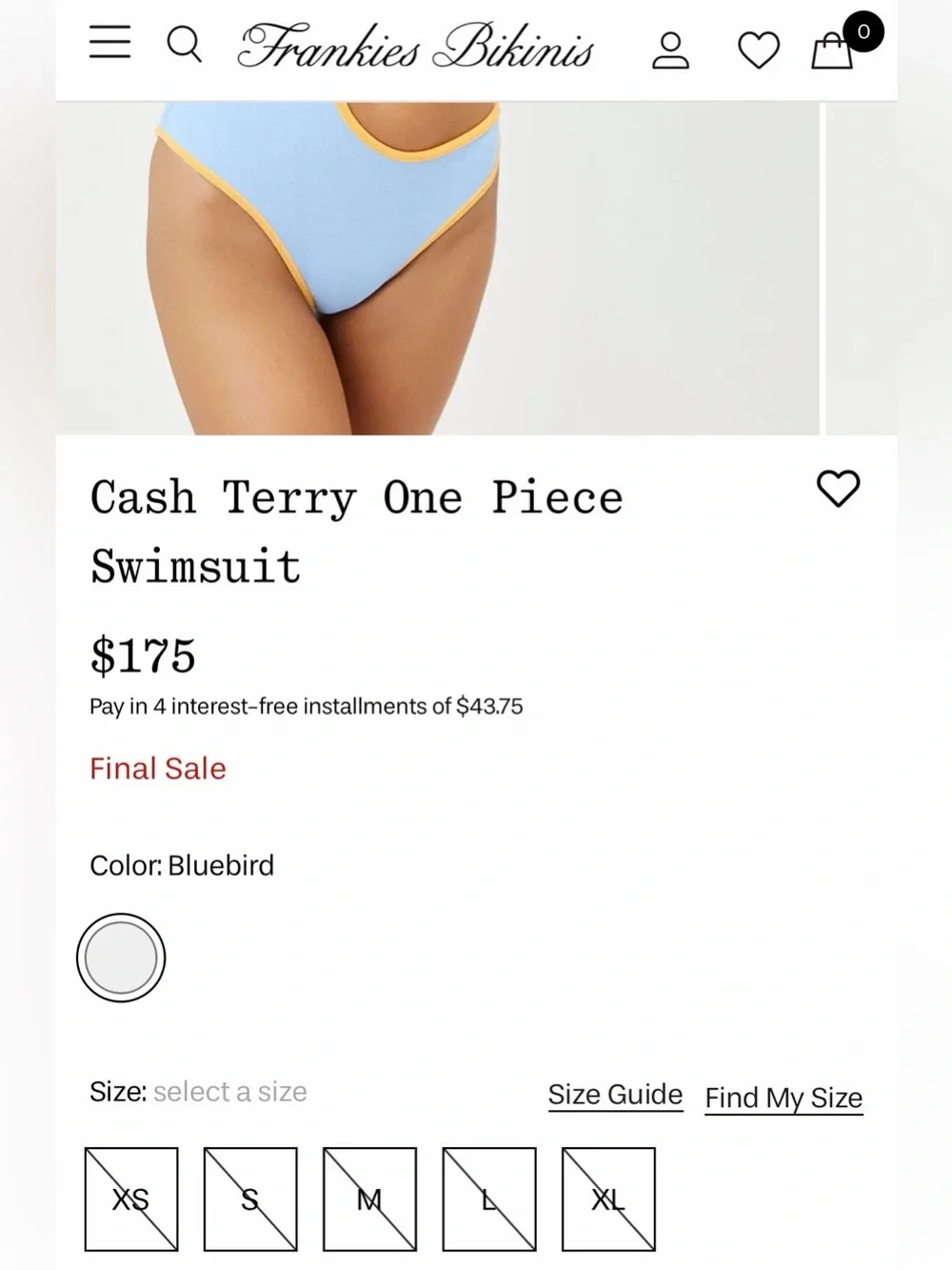 Frankie’s Bikinis Cash Terry One Piece Swimsuit